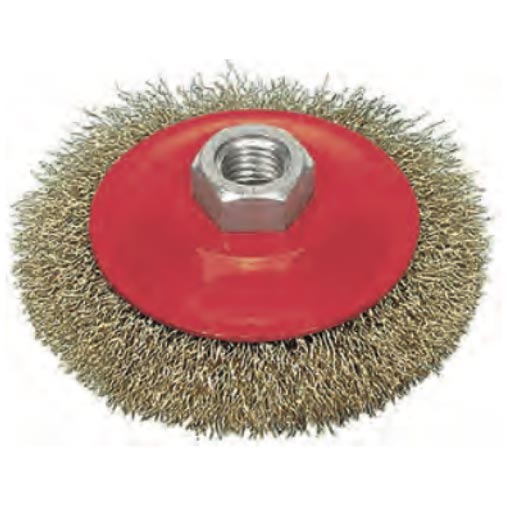 Conical brushes with corrugated wire