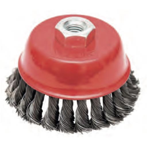 Cup brushes with knotted wire